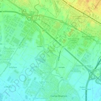 Topografische kaart Capalle, hoogte, reliëf