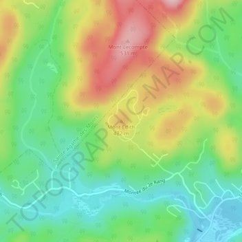 Topografische kaart Mont Edith, hoogte, reliëf