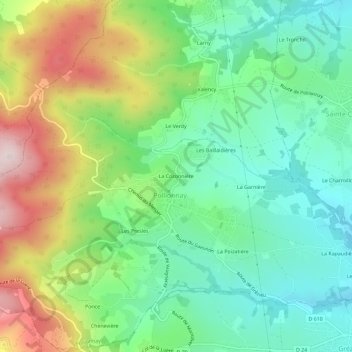 Topografische kaart La Cozonnière, hoogte, reliëf