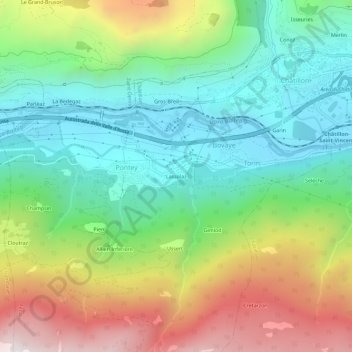 Topografische kaart Lassolaz, hoogte, reliëf