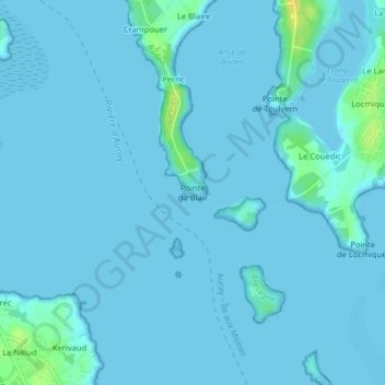 Topografische kaart Pointe du Blair, hoogte, reliëf