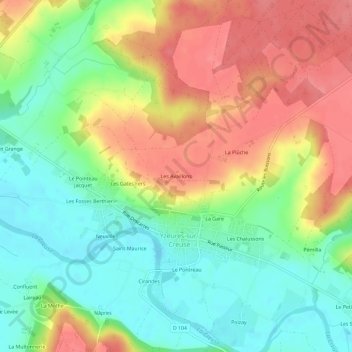Topografische kaart Les Availlons, hoogte, reliëf