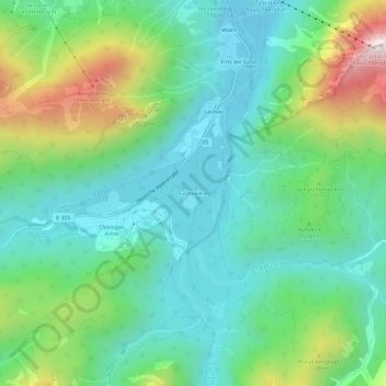 Topografische kaart Fuchswiese, hoogte, reliëf