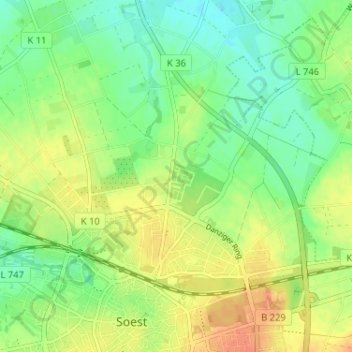 Topografische kaart Walburgerhofe, hoogte, reliëf