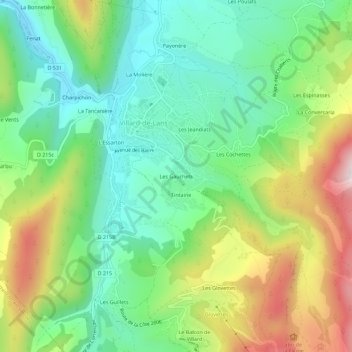 Topografische kaart Les Gauchets, hoogte, reliëf