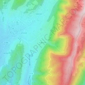 Topografische kaart Le Bouchet, hoogte, reliëf