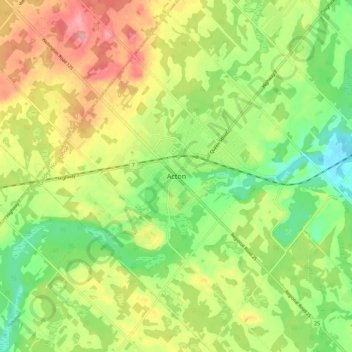 Topografische kaart Acton, hoogte, reliëf