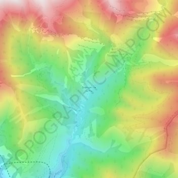 Topografische kaart Granges de la Pia, hoogte, reliëf