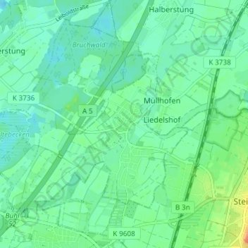 Topografische kaart Weitenung, hoogte, reliëf