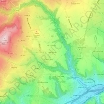 Topografische kaart La Jubilière, hoogte, reliëf