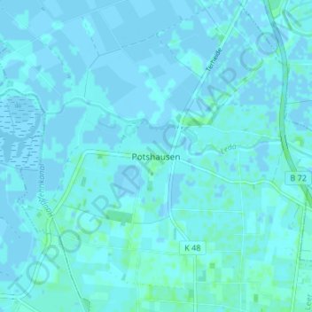 Topografische kaart Potshausen, hoogte, reliëf