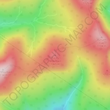 Topografische kaart Rocky Mountain, hoogte, reliëf
