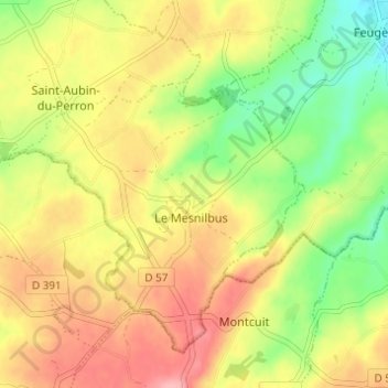 Topografische kaart La Barbe, hoogte, reliëf