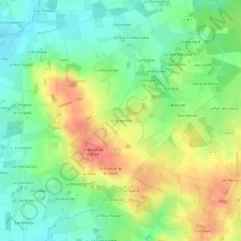 Topografische kaart La Bottinière, hoogte, reliëf