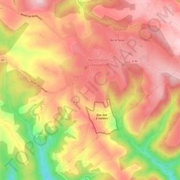 Topografische kaart Lou Rougeairas, hoogte, reliëf