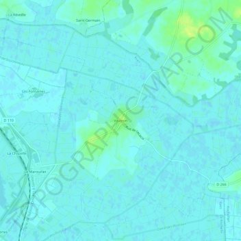 Topografische kaart Voutron, hoogte, reliëf