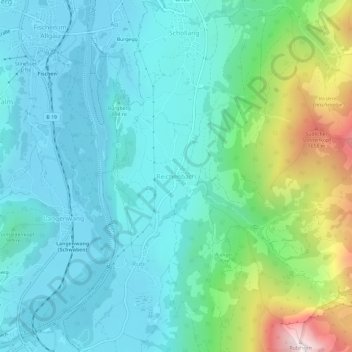 Topografische kaart Reichenbach, hoogte, reliëf