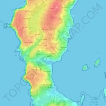Topografische kaart Kerincuff, hoogte, reliëf