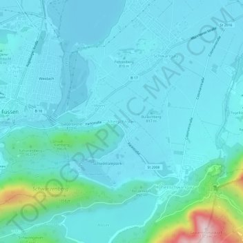 Topografische kaart Alterschrofen, hoogte, reliëf
