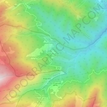 Topografische kaart Valcona Secae, hoogte, reliëf
