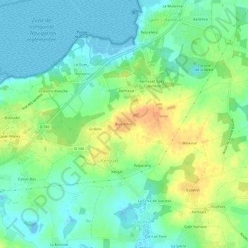 Topografische kaart Bois d'Anic, hoogte, reliëf