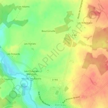 Topografische kaart Velin, hoogte, reliëf