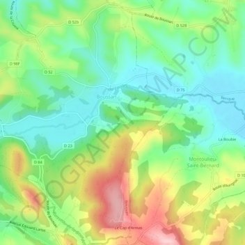 Topografische kaart Esbayles, hoogte, reliëf