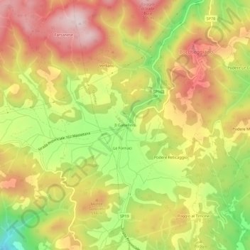 Topografische kaart Il Gabellino, hoogte, reliëf