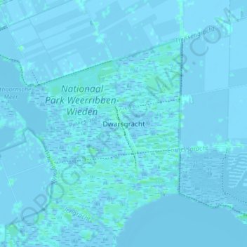 Topografische kaart Dwarsgracht, hoogte, reliëf
