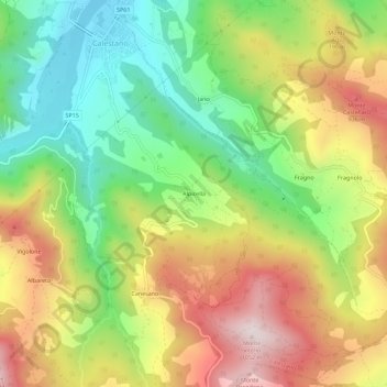 Topografische kaart Alpicella, hoogte, reliëf