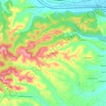 Topografische kaart Remondini, hoogte, reliëf