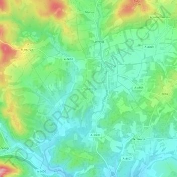 Topografische kaart Ondátegui, hoogte, reliëf