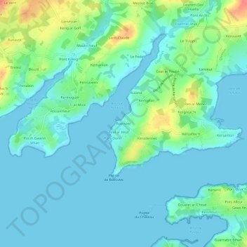 Topografische kaart Rostiviec, hoogte, reliëf