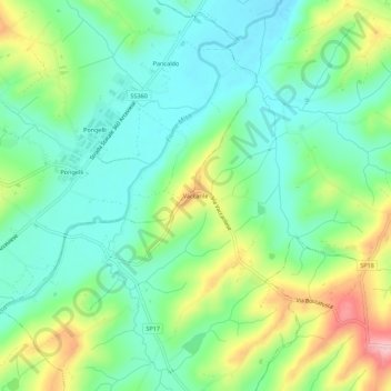 Topografische kaart Vaccarile, hoogte, reliëf