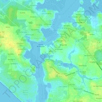 Topografische kaart Larmor, hoogte, reliëf