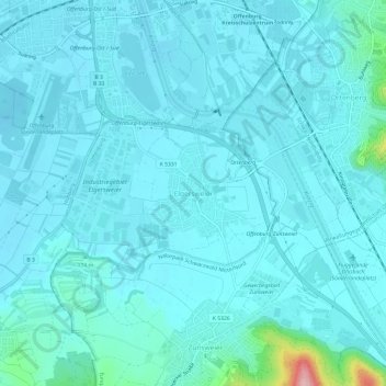 Topografische kaart Elgersweier, hoogte, reliëf