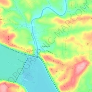 Topografische kaart Safe Harbor, hoogte, reliëf