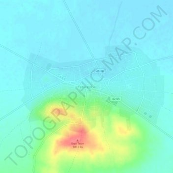 Topografische kaart Yeniceoba, hoogte, reliëf