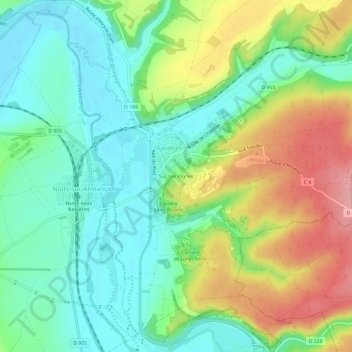 Topografische kaart Sur Les Vignes, hoogte, reliëf