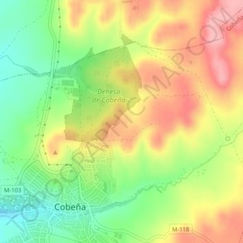 Topografische kaart Alfalfar, hoogte, reliëf