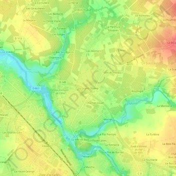 Topografische kaart Le Grand Champ, hoogte, reliëf