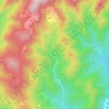 Topografische kaart Talucco, hoogte, reliëf