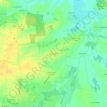 Topografische kaart Panonnière, hoogte, reliëf
