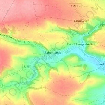 Topografische kaart Zabenstedt, hoogte, reliëf