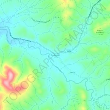 Topografische kaart Sgrillozzo, hoogte, reliëf