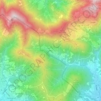 Topografische kaart Olera, hoogte, reliëf
