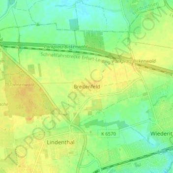 Topografische kaart Breitenfeld, hoogte, reliëf