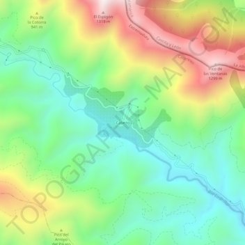 Topografische kaart Cabezo, hoogte, reliëf