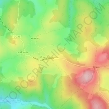 Topografische kaart Champ Oudo, hoogte, reliëf