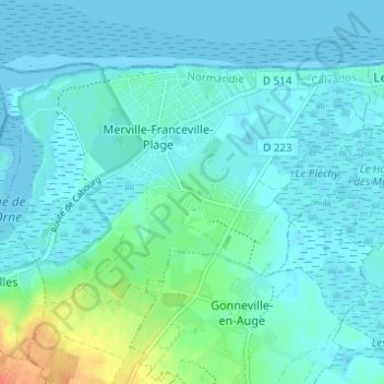 Topografische kaart Merville, hoogte, reliëf